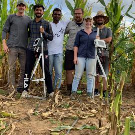 University of Kentucky and Clemson University students working together to collect corn stalk strength data